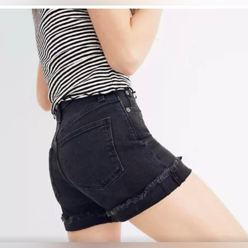 MADEWELL High Waist Raw Hem Denim Shorts size:26